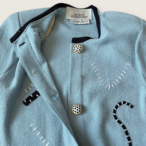 VTG 80s Steve Fabrikant Corky Sweater Shirtdress Dress Wool Blend Art Deco 6 - Picture 6 of 15